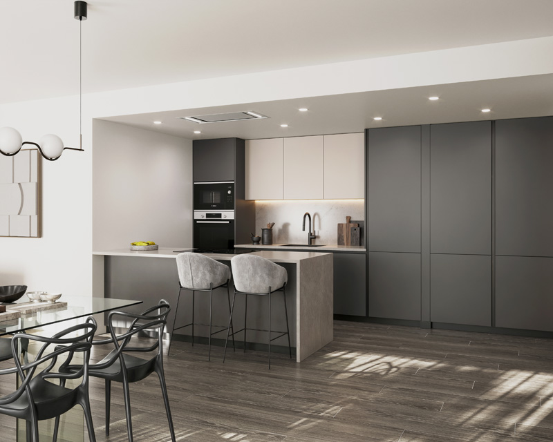 cocina estilo ardesia para las casas configurables panorámicas de Buildlovers
